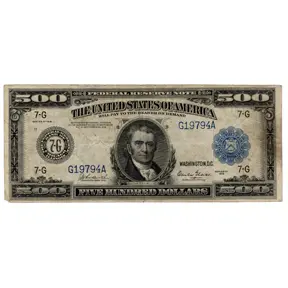 1918 $500 large size Federal Reserve Note, Chicago